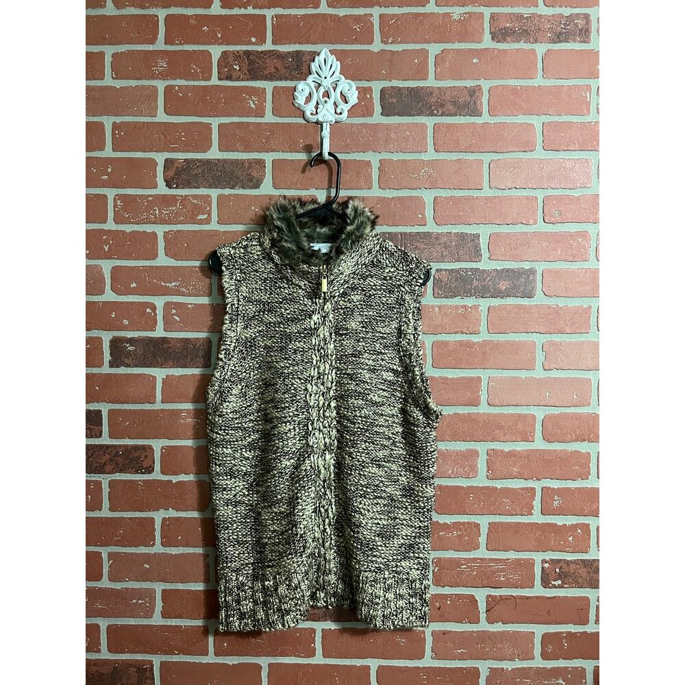 Charter Club Crochet Zippered Vest - L